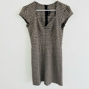 Stop Staring Brown Plaid Sweetheart Mini Dress Small